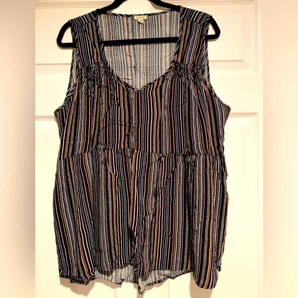 Womens Eyeshadoe Striped Sleeveless Top